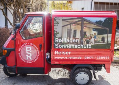 Fahrzeugbeschriftung Ape RSR Rollladen und Sonnenschutz Reiser Wasserburg